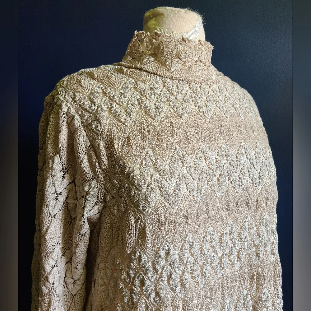 FREE PEOPLE Beige Simone Crochet Lace Shift Mini Dress Large - Picture 4 of 12